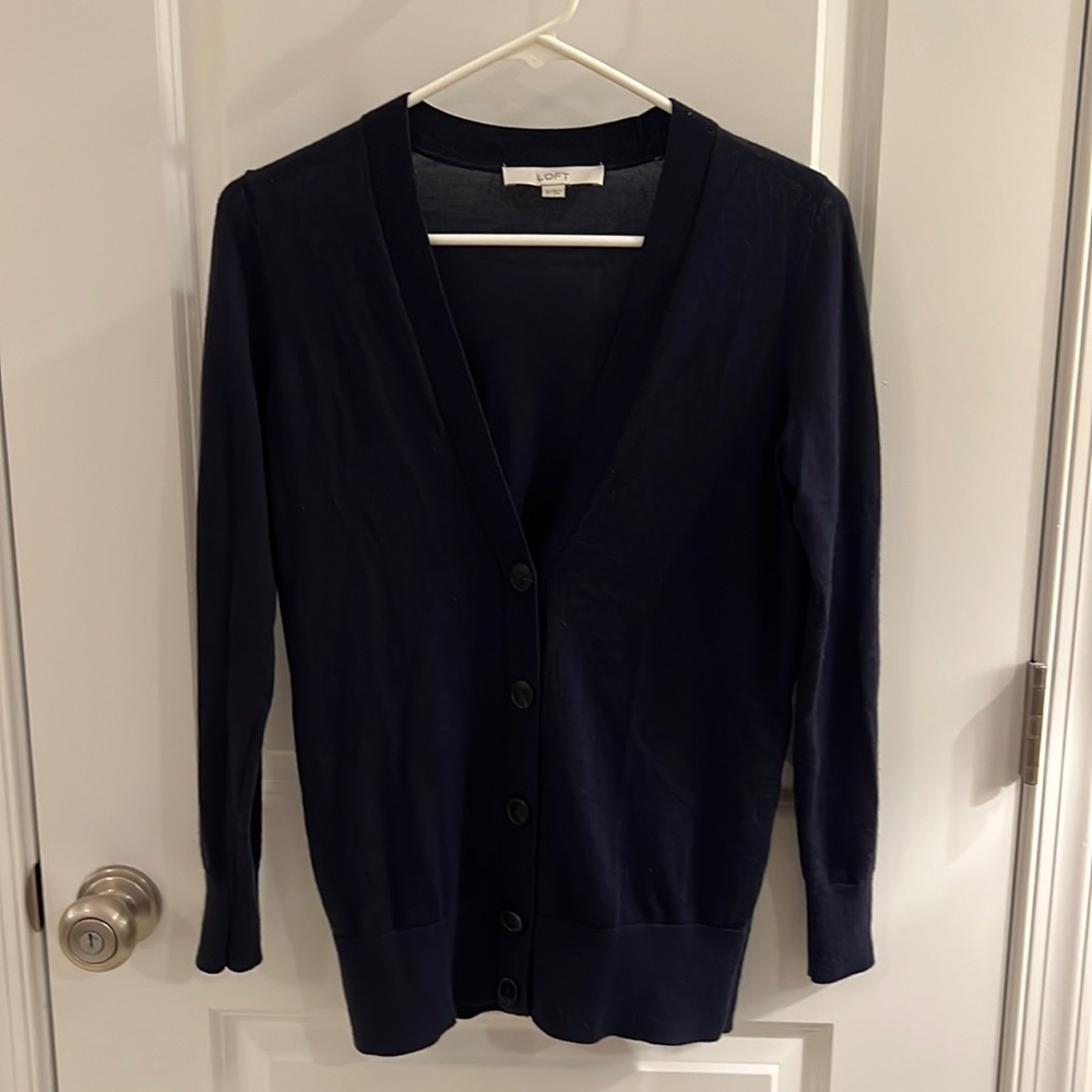 LOFT Navy Cardigan XS